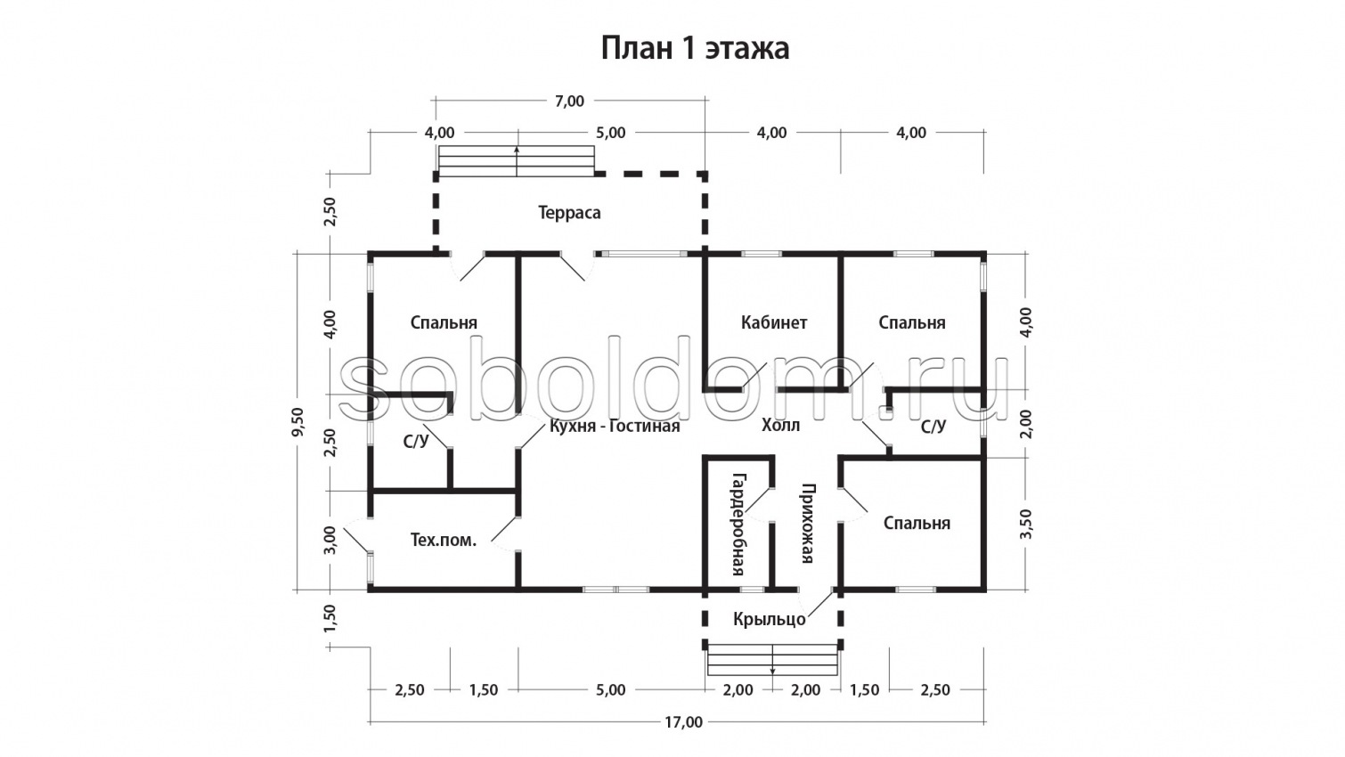 Дом из бруса Д-261, 8х11 м.