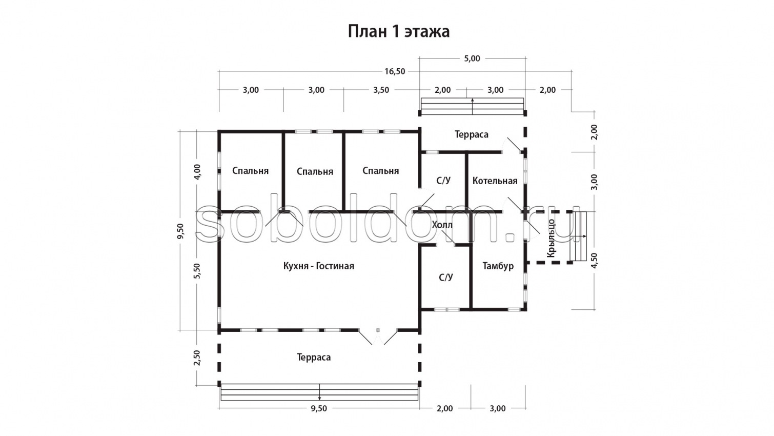 Дом из бруса Д-235, 9,5х14,5 м.