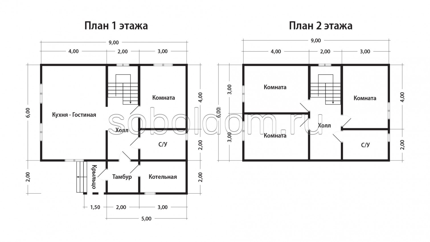 Каркасный дом К-276, 6х9 м.
