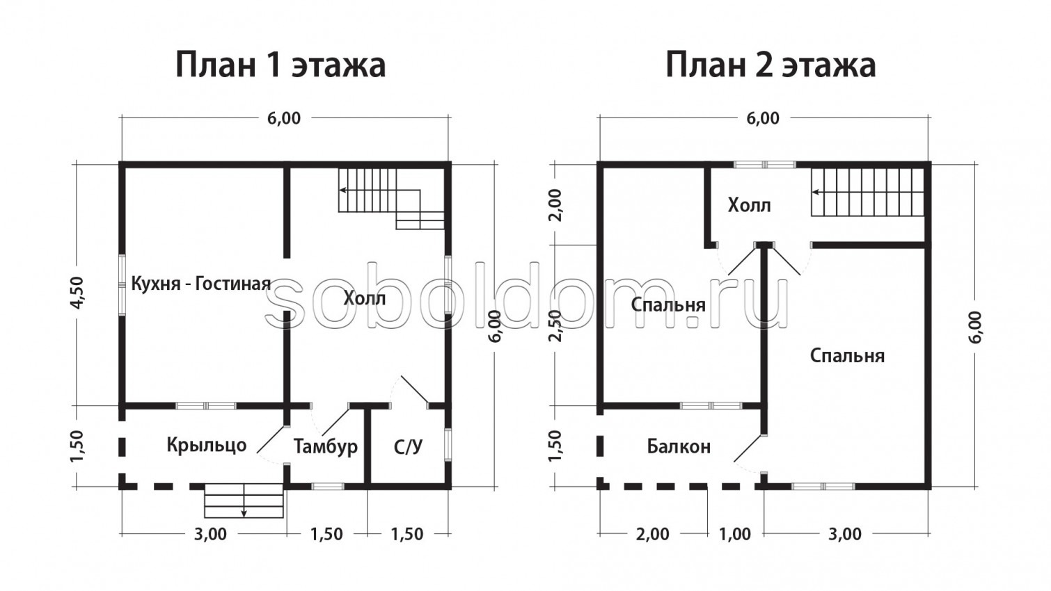 Дом из сухого бруса Д-280, 6х6 м.