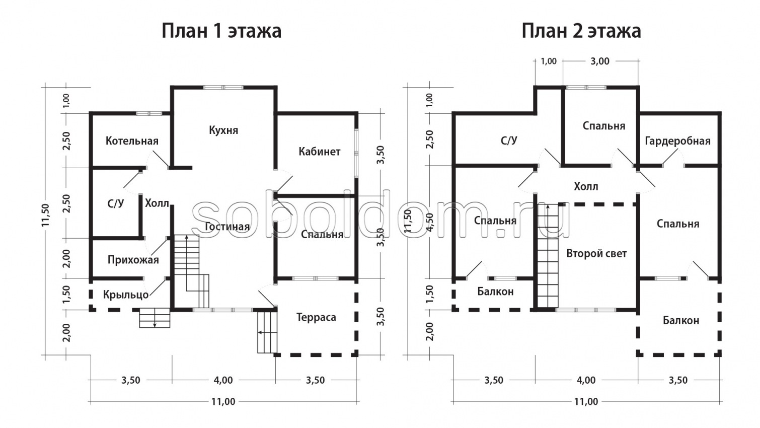 Дом из сухого бруса Д-288, 11х11,5 м.
