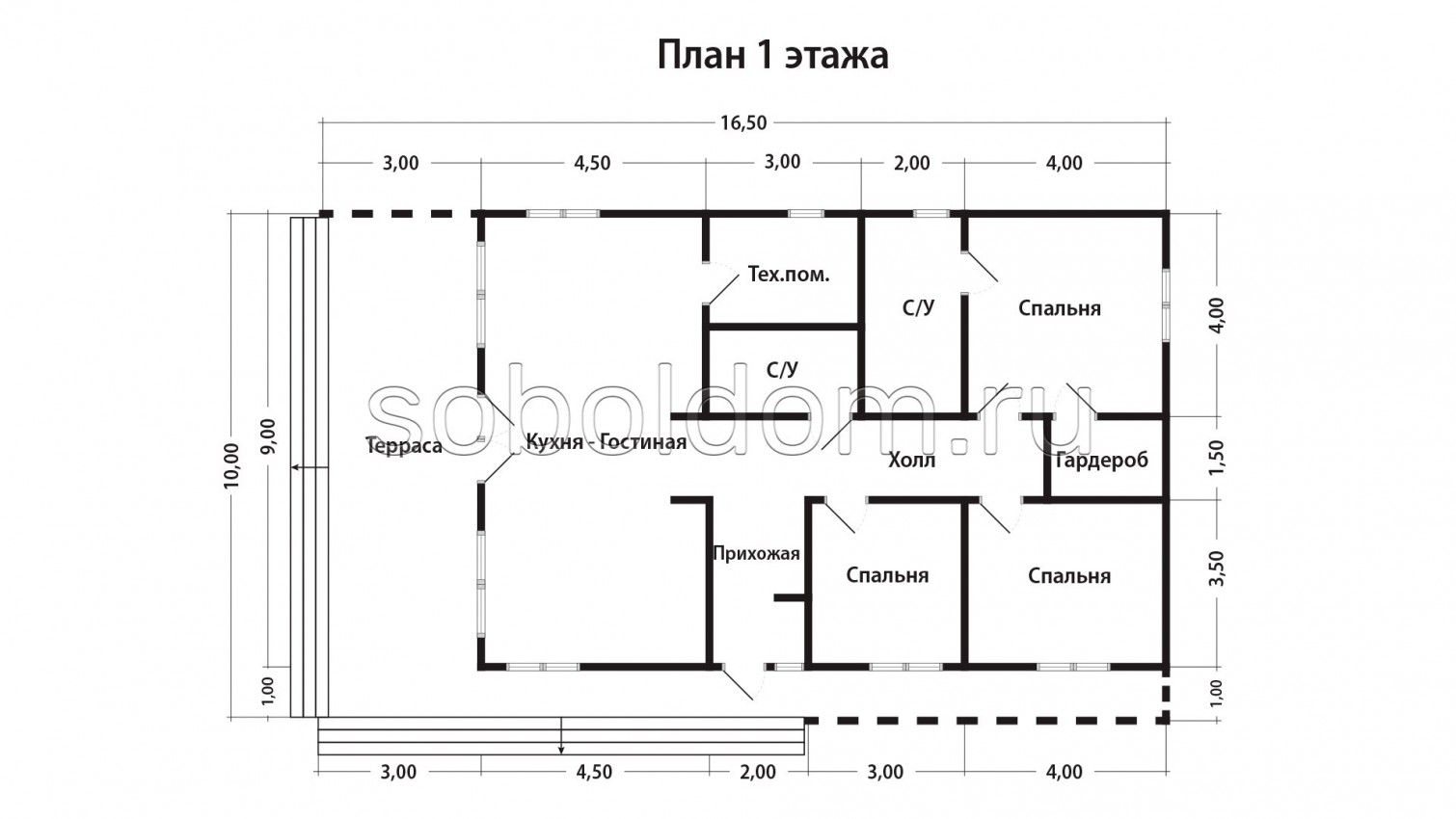 Каркасный дом К-243, 10х16,5 м.