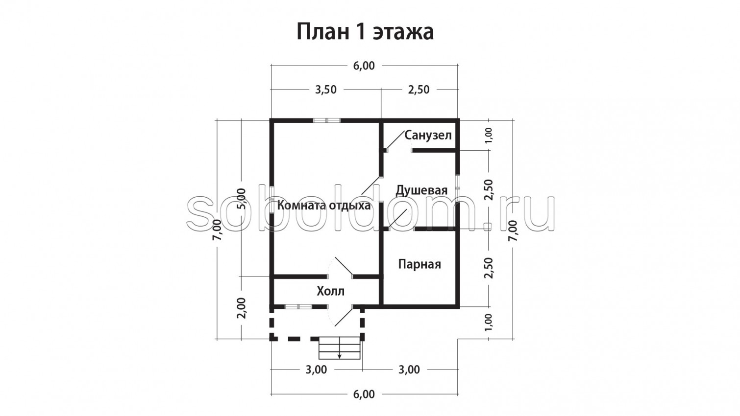 Баня из бруса Б-62, 6х6 м.