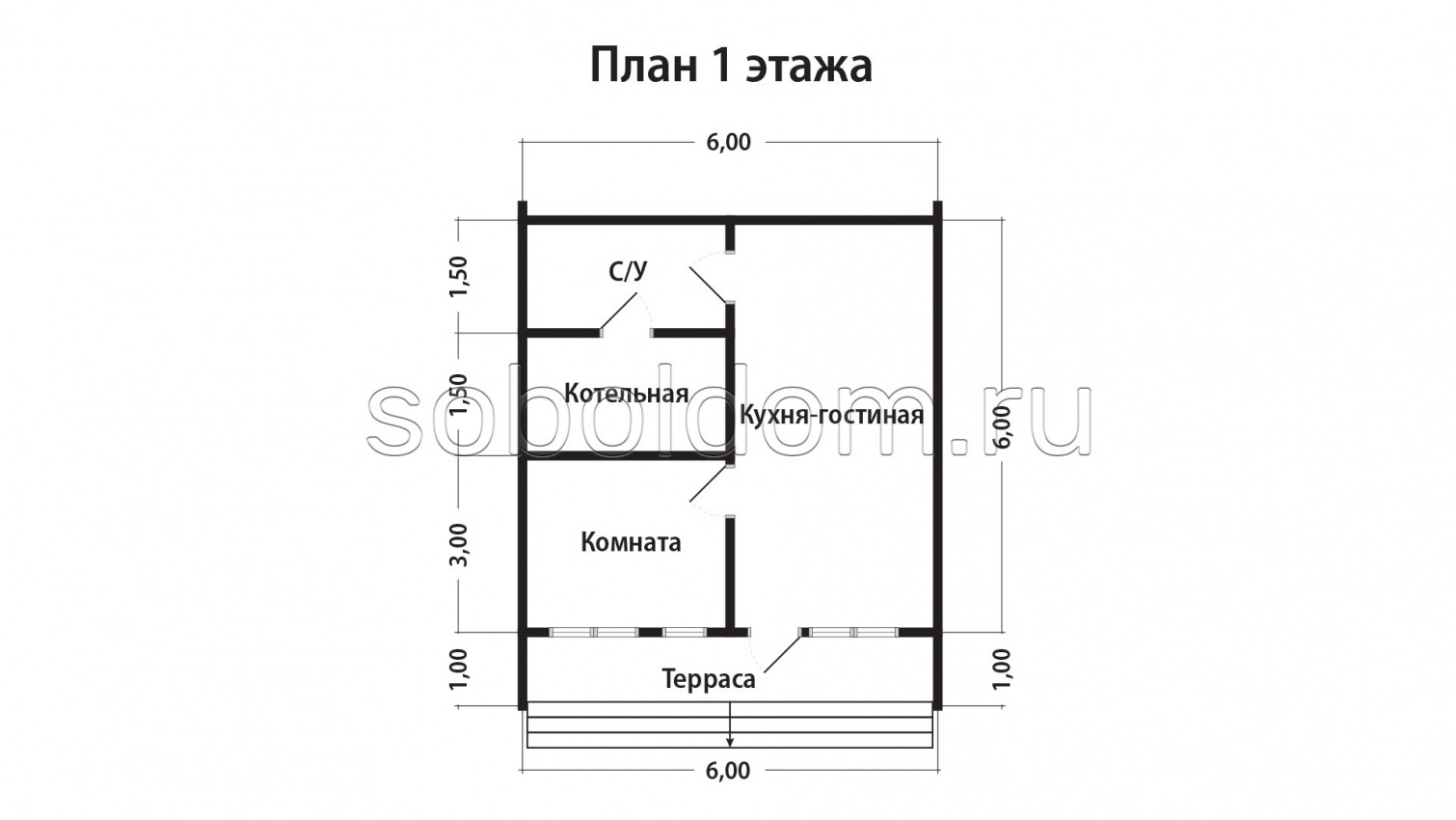 Дом из бруса Д-197, 6х7 м.