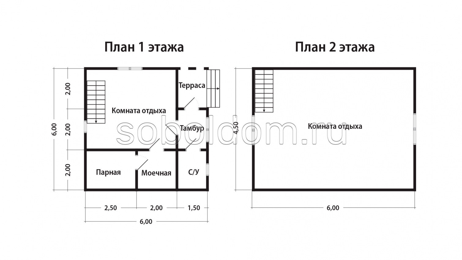 Баня из бруса Б-47, 6x6 м.