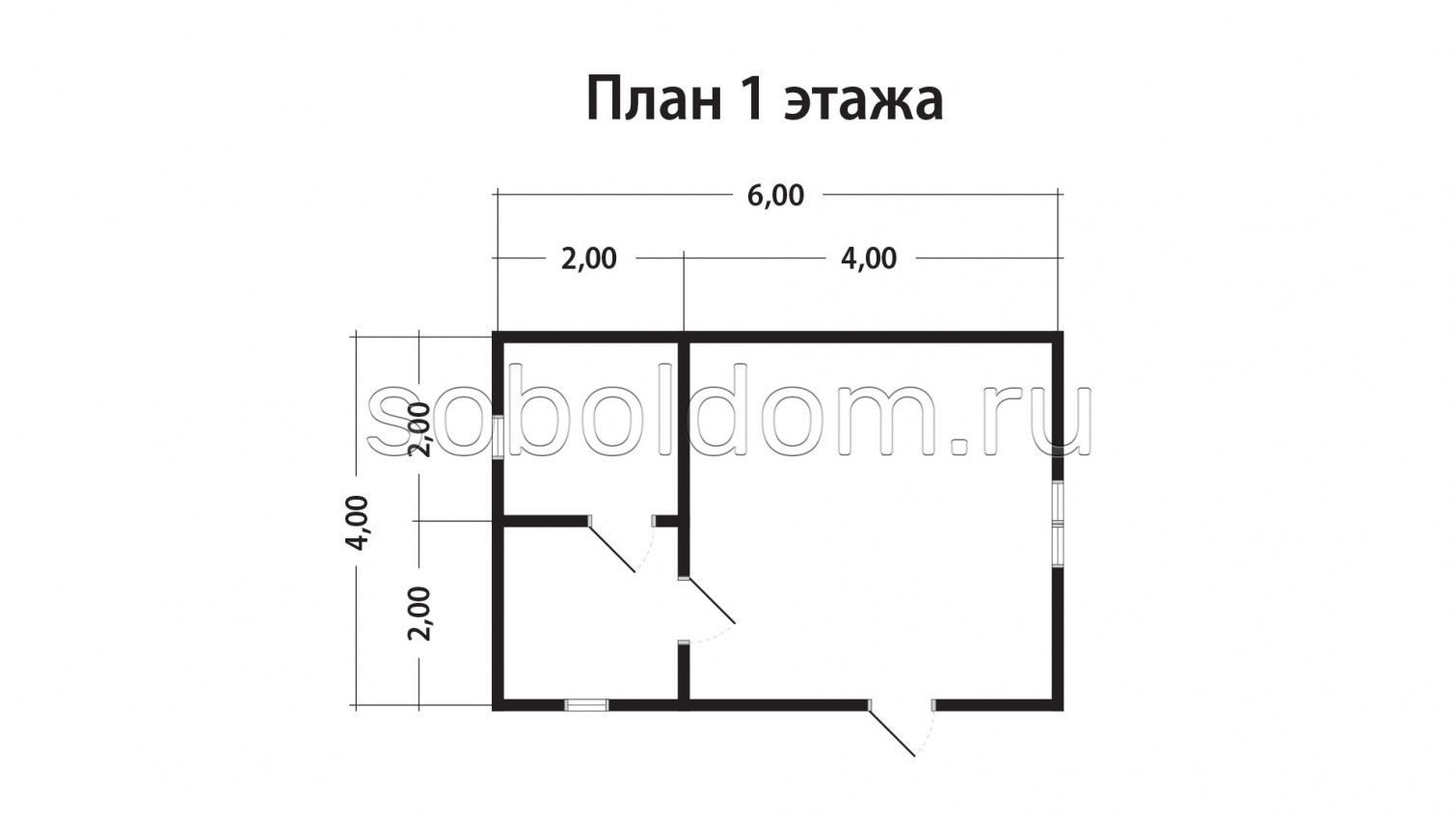 Баня из бруса Б-1, 6x4 м.