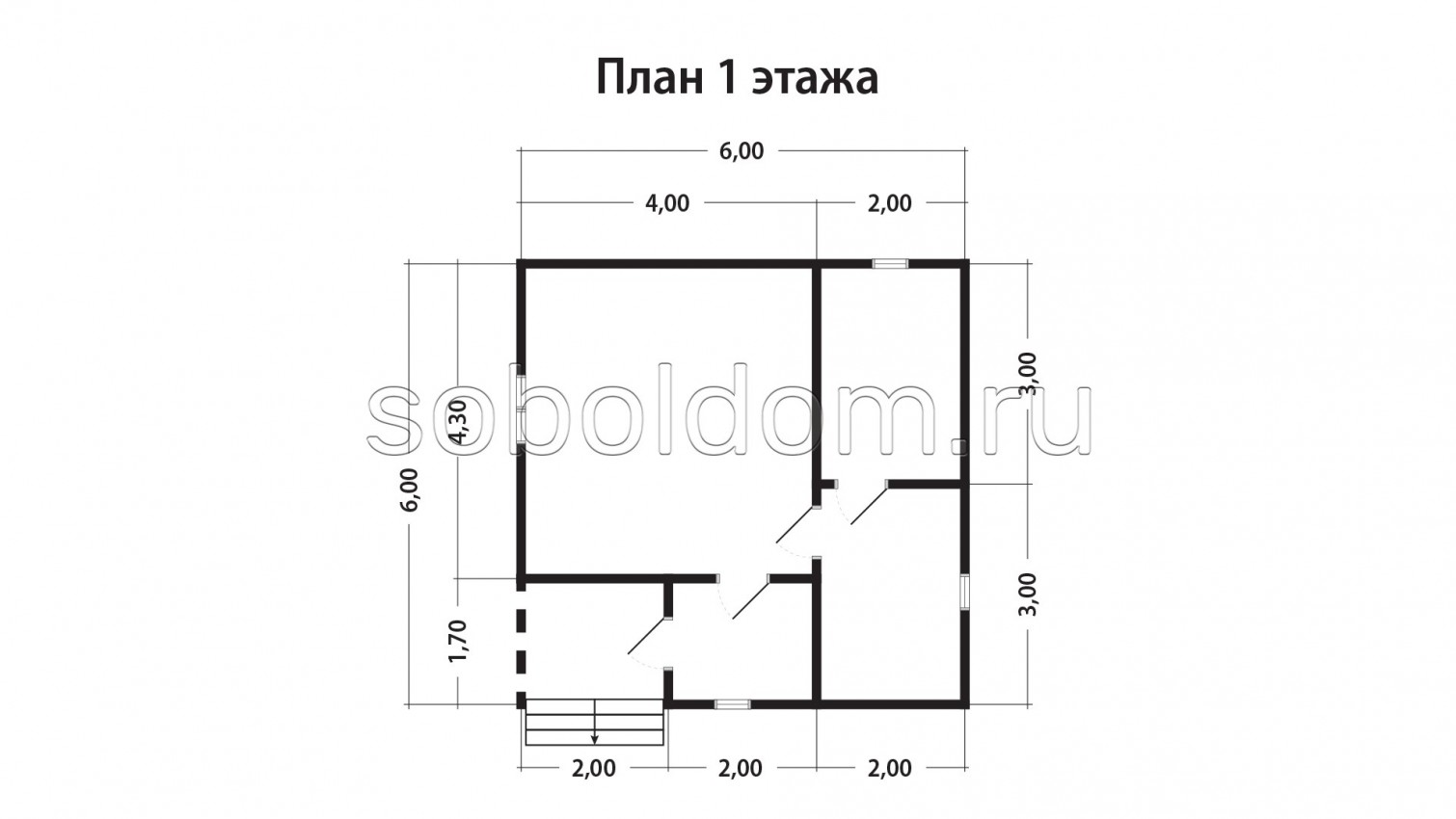 Баня из сухого бруса Б-3, 6x6 м.