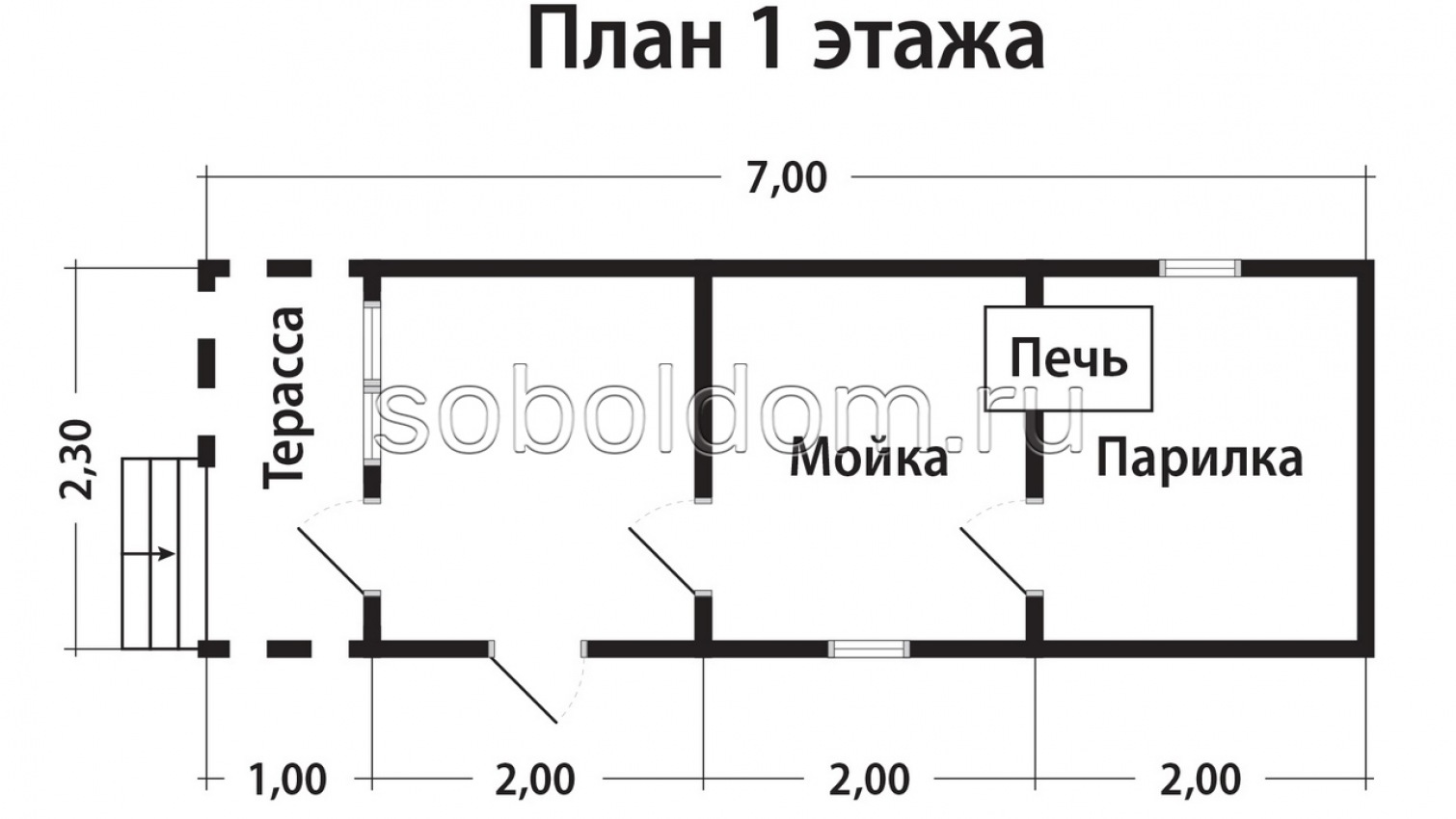 Мобильная баня Б-4, 2,3х7 м.