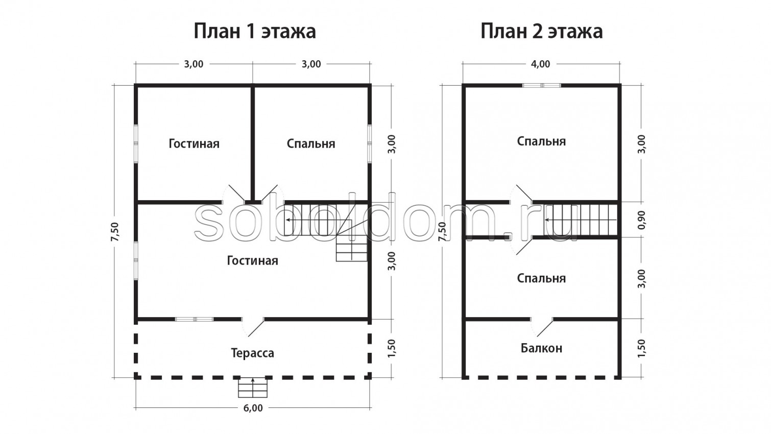 Каркасный дом К-10, 6х7,5