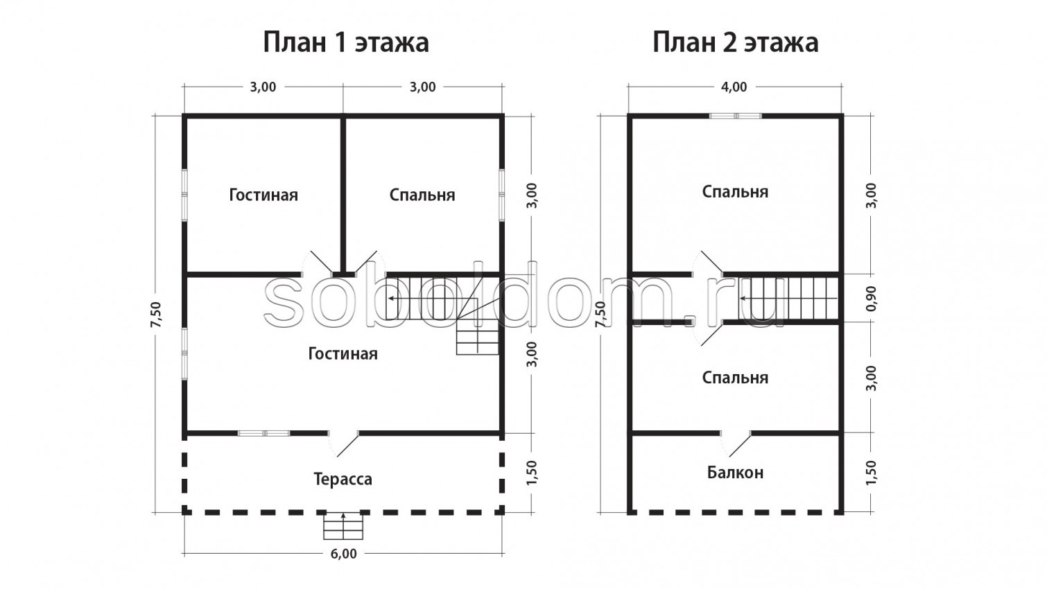 Каркасный дом К-10, 6х7,5