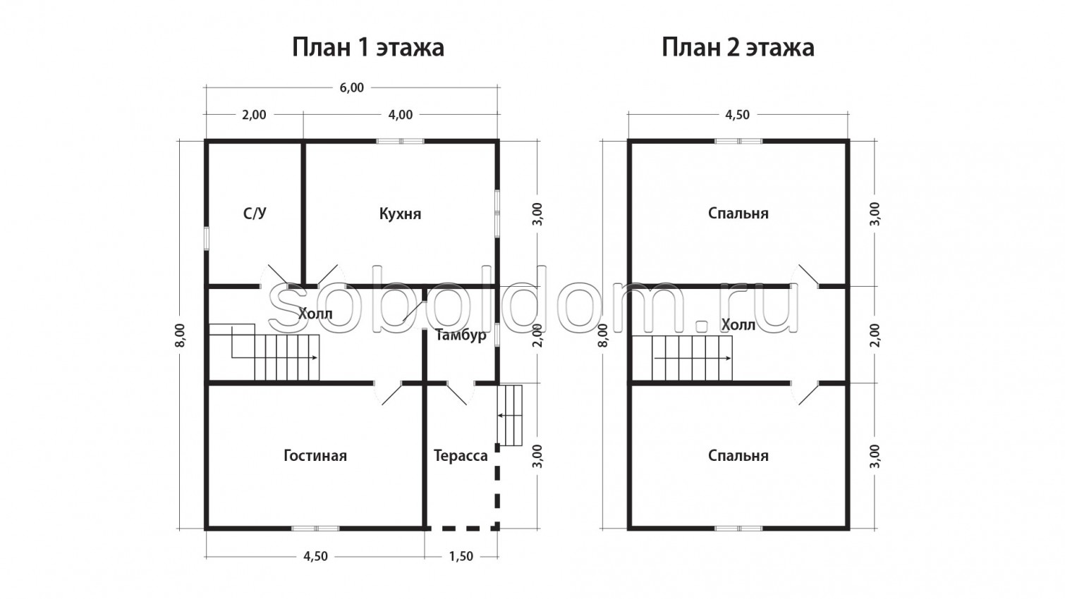 Каркасный дом К-13, 6х8 м.