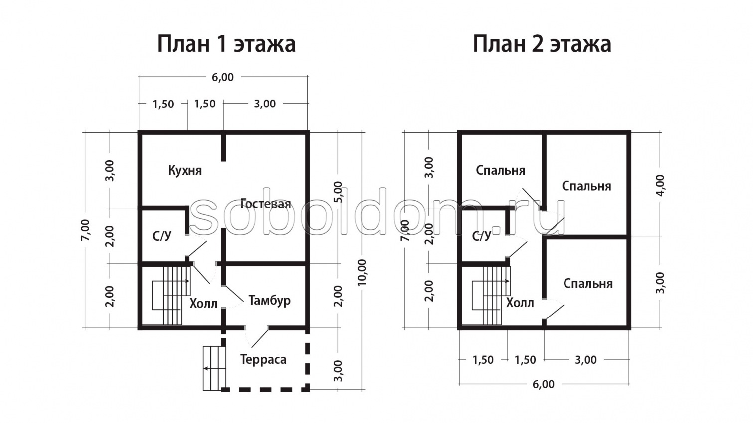 Дом из бруса Д-218, 6х7 м.
