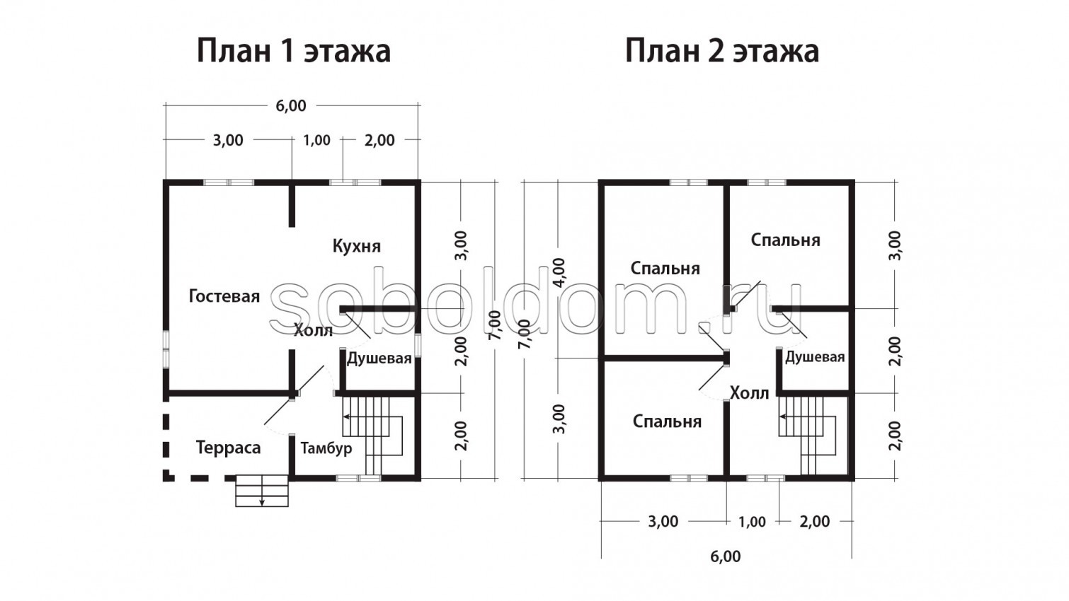 Каркасный дом К-220, 6х7 м.