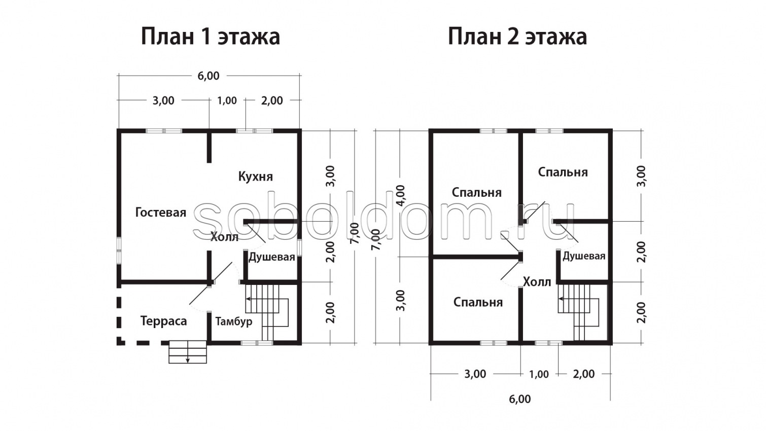 Дом из бруса Д-220, 6х7 м.