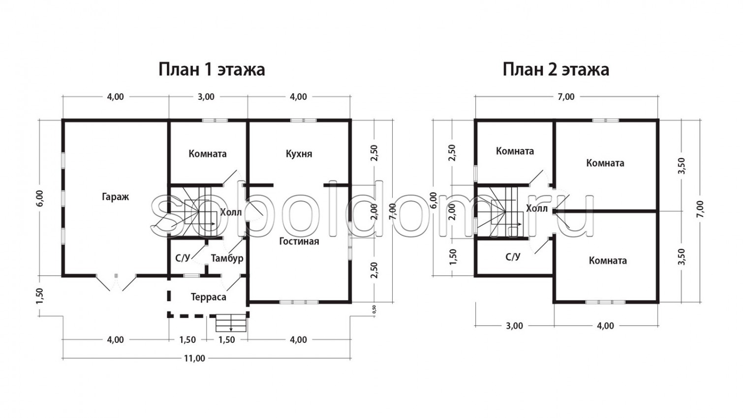 Каркасный дом К-213, 7х11 м.