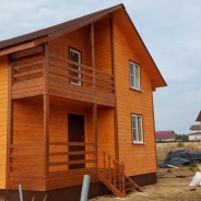 Фото готовых работ - Каркасно-щитовой дом 7,5х7,5 м + терраса 3х4 м.