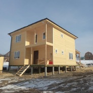 Фото готовых работ - Каркасный дом 8х9 м., в два этажа + открытая терраса