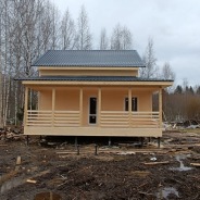 Фото готовых работ - Каркасный дом 7х8 м + терраса 2,5х8 м.