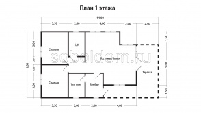 Дом из сухого бруса Д-163, 8х14 м.