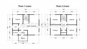 Дом из бруса Д-221, 7х9 м.