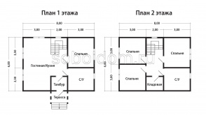 Дом из бруса Д-177, 6х8 м.