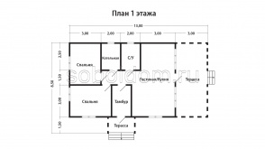 Дом из сухого бруса Д-179, 8,5х13 м.