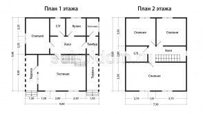 Дом из бруса Д-120, 9x9 м.