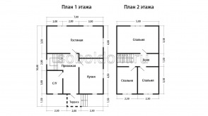 Дом из сухого бруса Д-130, 7x10 м.