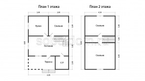 Дом из сухого бруса Д-142, 6x8 м.