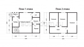Каркасная баня К-30, 8x6 м.
