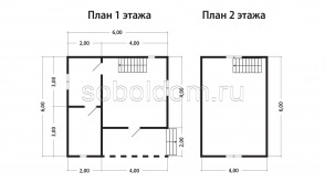 Баня из сухого бруса Б-19, 6x6 м.