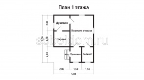 Баня из бруса Б-23, 6x5 м.