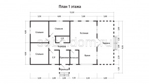 Дом из сухого бруса Д-239, 8х15,5 м.