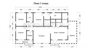 Каркасный дом К-251, 8х16 м.