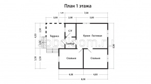 Каркасный дом К-255, 8х8 м.