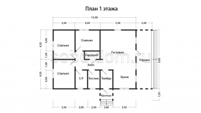 Дом из сухого бруса Д-258, 9х13 м.