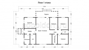 Каркасный дом К-260, 12х17 м.