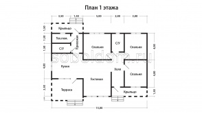 Каркасный дом К-262, 11х12,5 м.