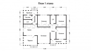 Дом из бруса Д-262, 11х12,5 м.