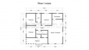Дом из сухого бруса Д-267, 10х13 м.