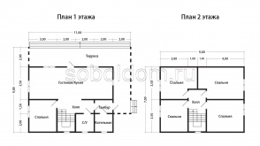 Дом из бруса Д-187, 9х11 м.