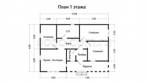Каркасный дом К-277, 8х12 м.
