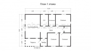 Дом из сухого бруса Д-188, 9,5х13,5 м.