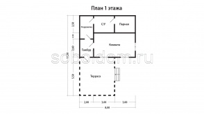 Каркасная баня К-27, 11,5x8 м.