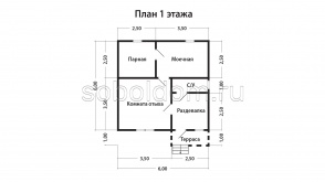 Баня из сухого бруса Б-60, 6х6 м.