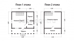 Баня из бруса Б-39, 6x6 м.