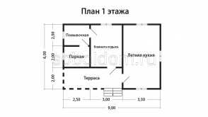 Баня из сухого бруса Б-64, 6х9 м.