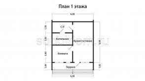 Дом из бруса Д-197, 6х7 м.