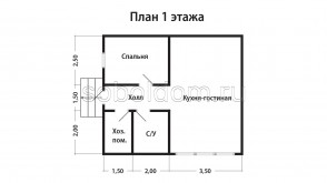 Каркасный дом К-200, 6х7 м.