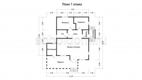 Каркасный дом К-202, 11,5х12 м.